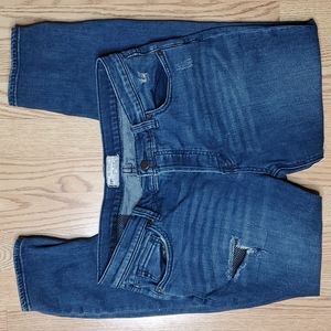 Free People skinny jeans high rise stretch distressed fishnet patching womens 30